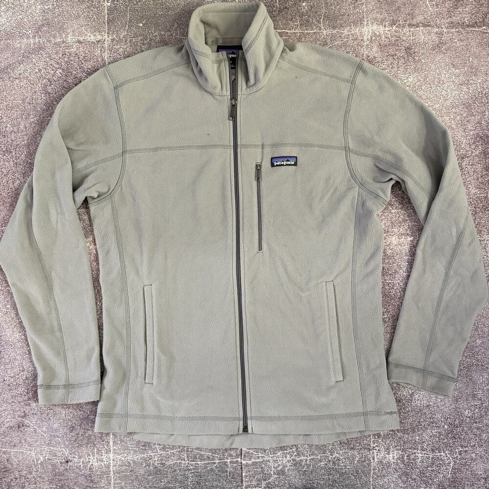 Men's Patagonia Micro D Fleece Feather Gray Full Zip Up Lightweight Jacket Sz M